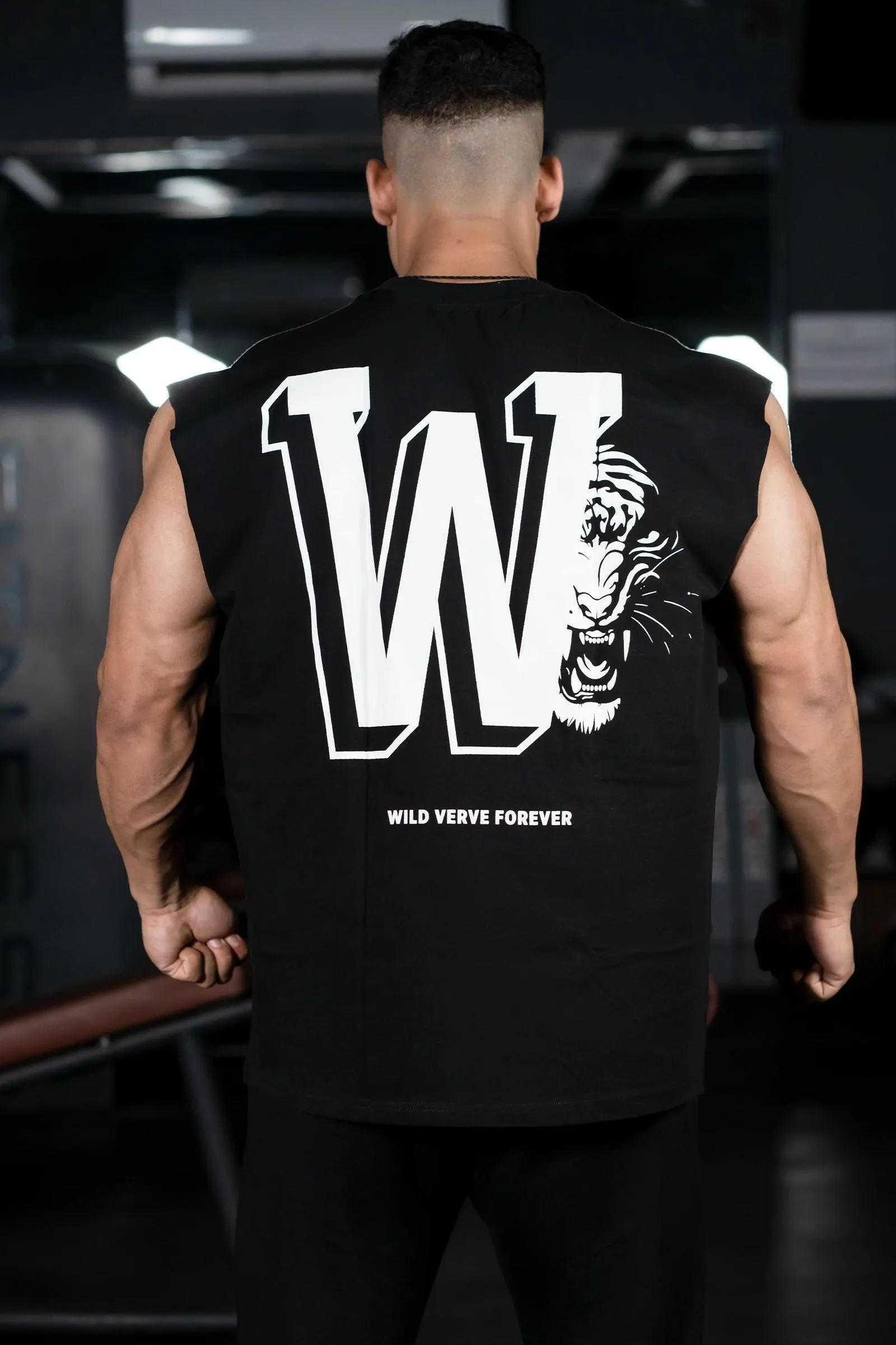 W TIGER FURY MUSCLE TEE (BLACK)