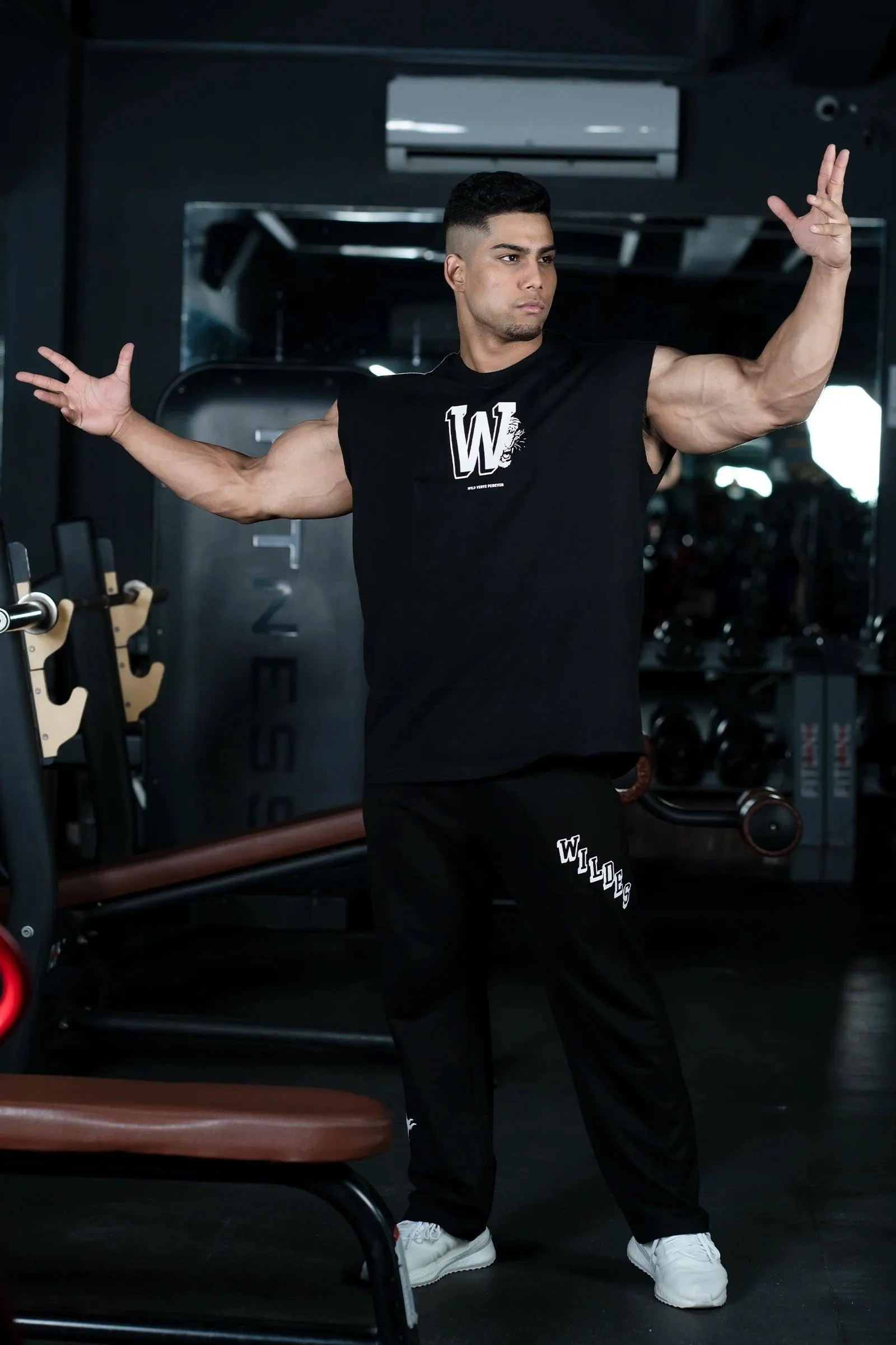 W TIGER FURY MUSCLE TEE (BLACK)