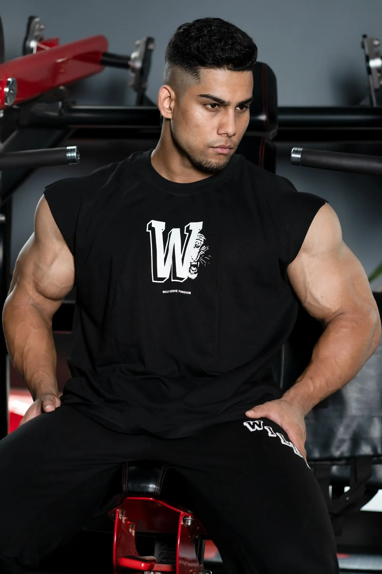 W TIGER FURY MUSCLE TEE (BLACK)