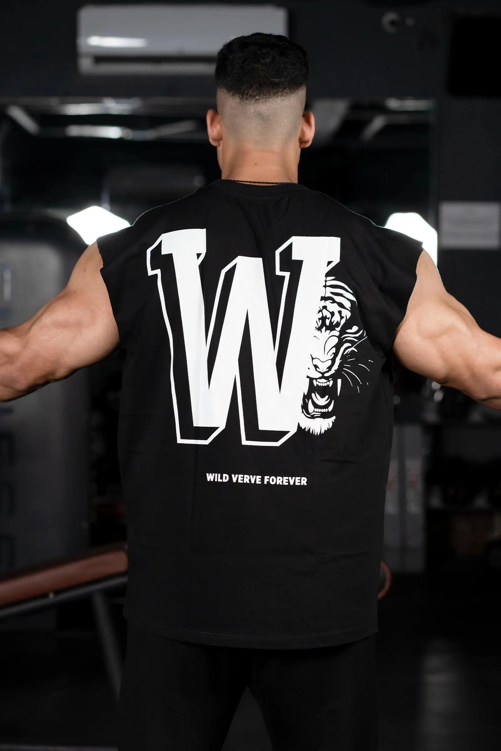 W TIGER FURY MUSCLE TEE (BLACK)