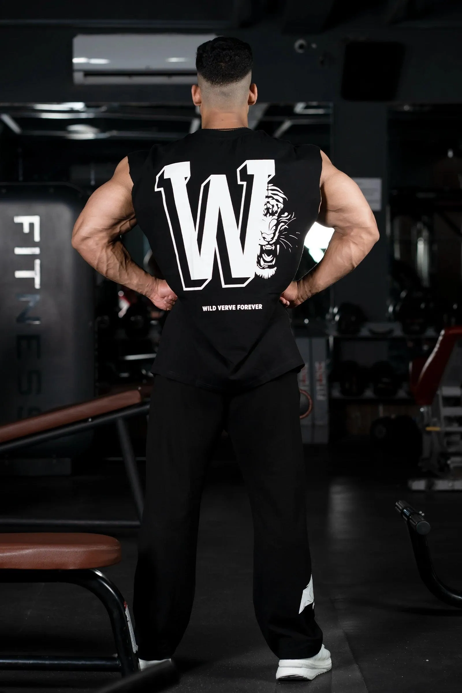 W TIGER FURY MUSCLE TEE (BLACK)