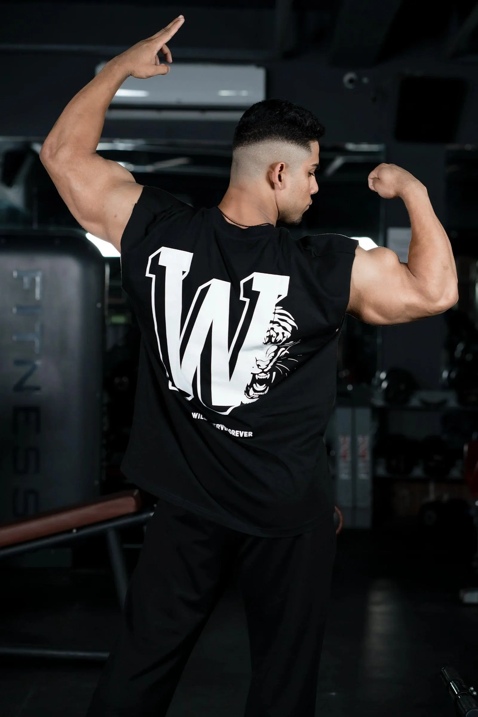 W TIGER FURY MUSCLE TEE (BLACK)