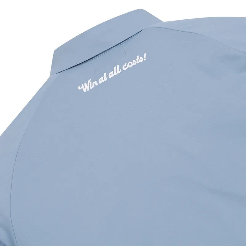 WAAC Korea Logo Men's Long Sleeve Polo (Blue)