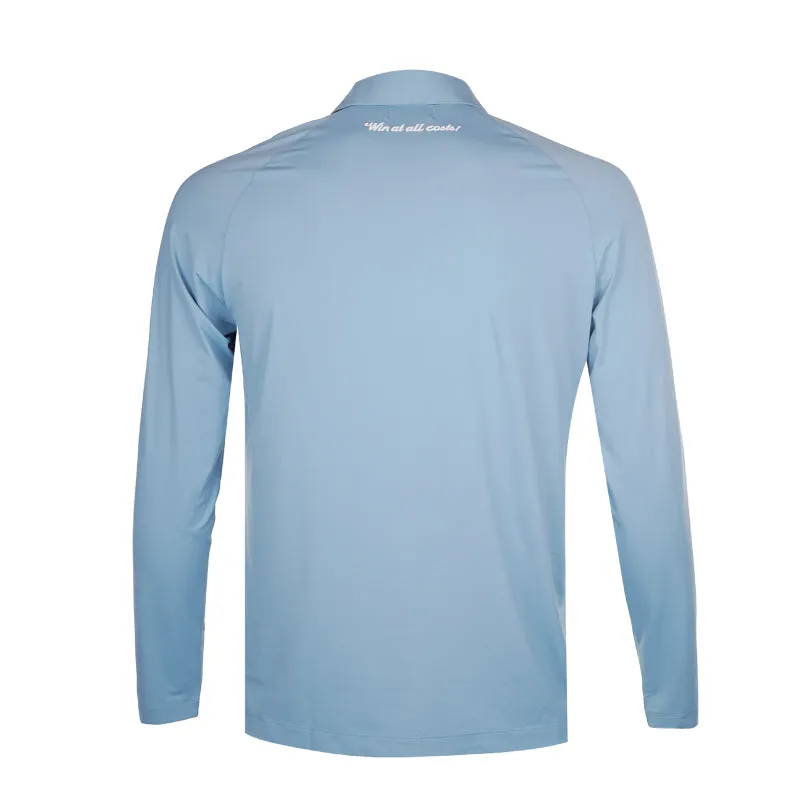 WAAC Korea Logo Men's Long Sleeve Polo (Blue)