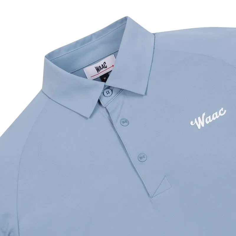 WAAC Korea Logo Men's Long Sleeve Polo (Blue)
