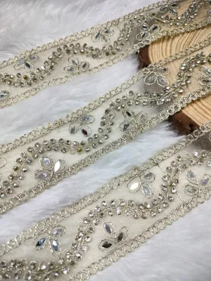 Water Gold Embellished Stone And Mirror Trim