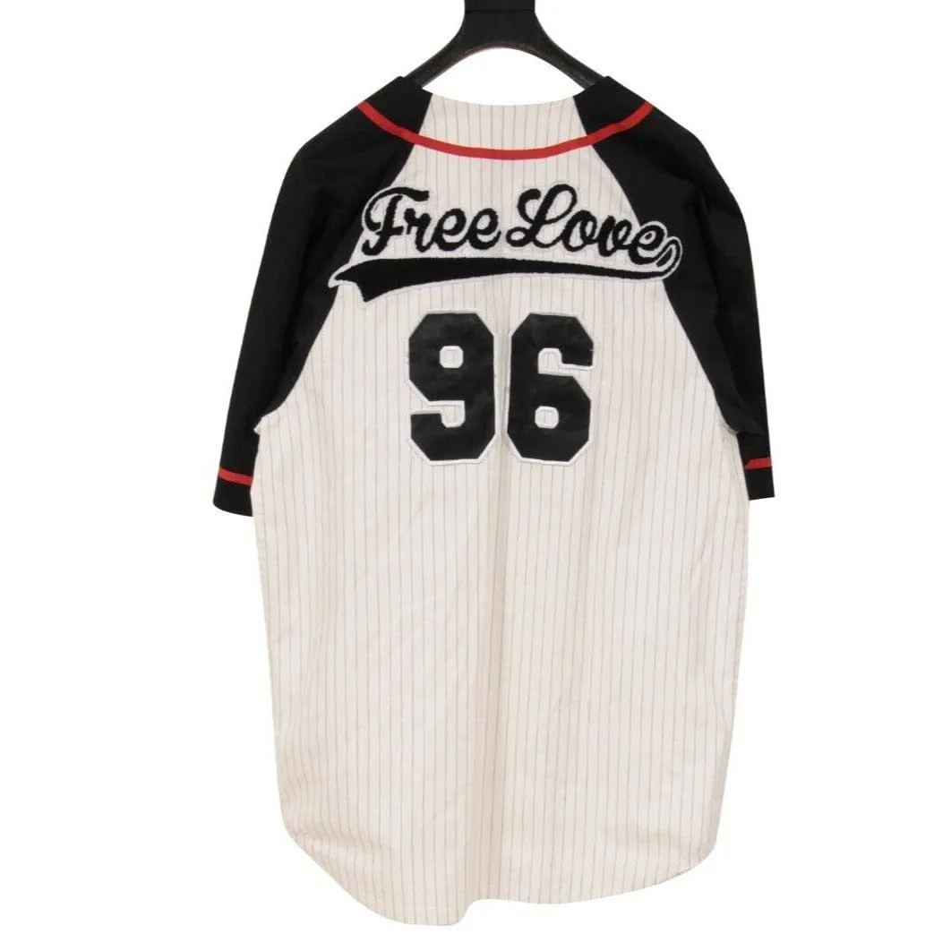 White Black Striped Free Love Baseball Jersey