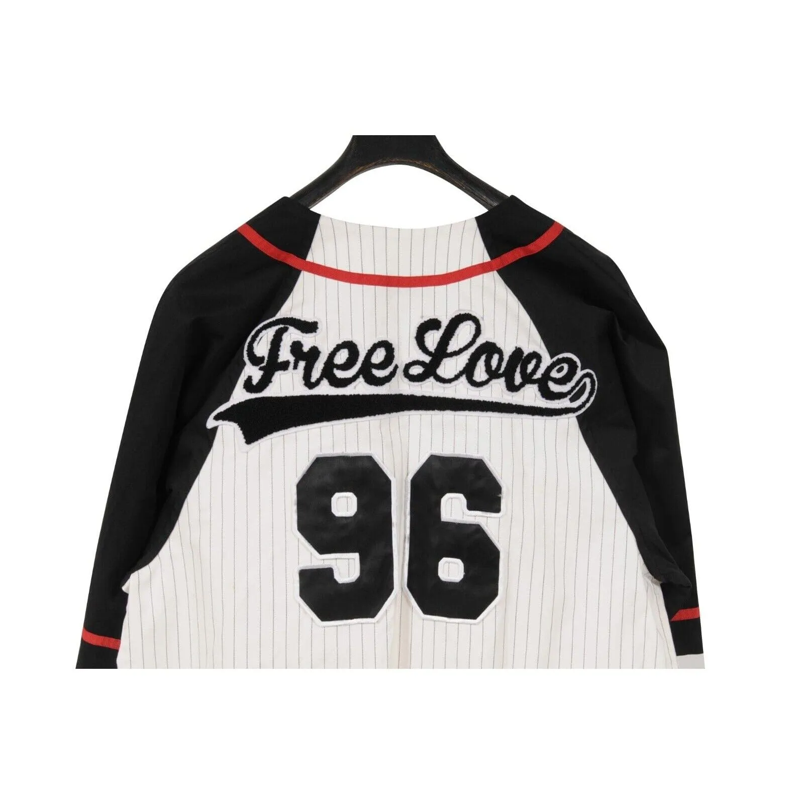 White Black Striped Free Love Baseball Jersey