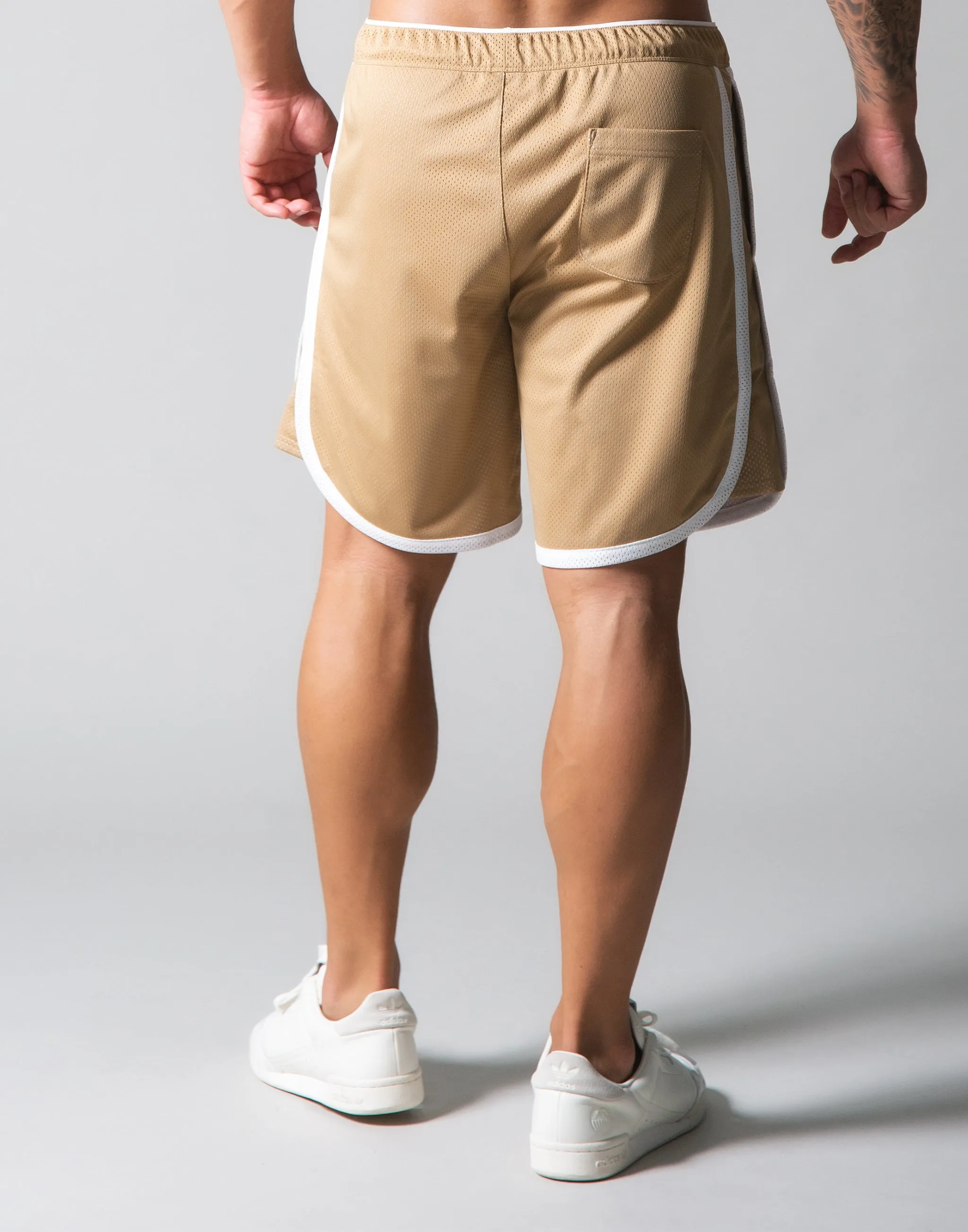 Wide Mesh Shorts - Beige