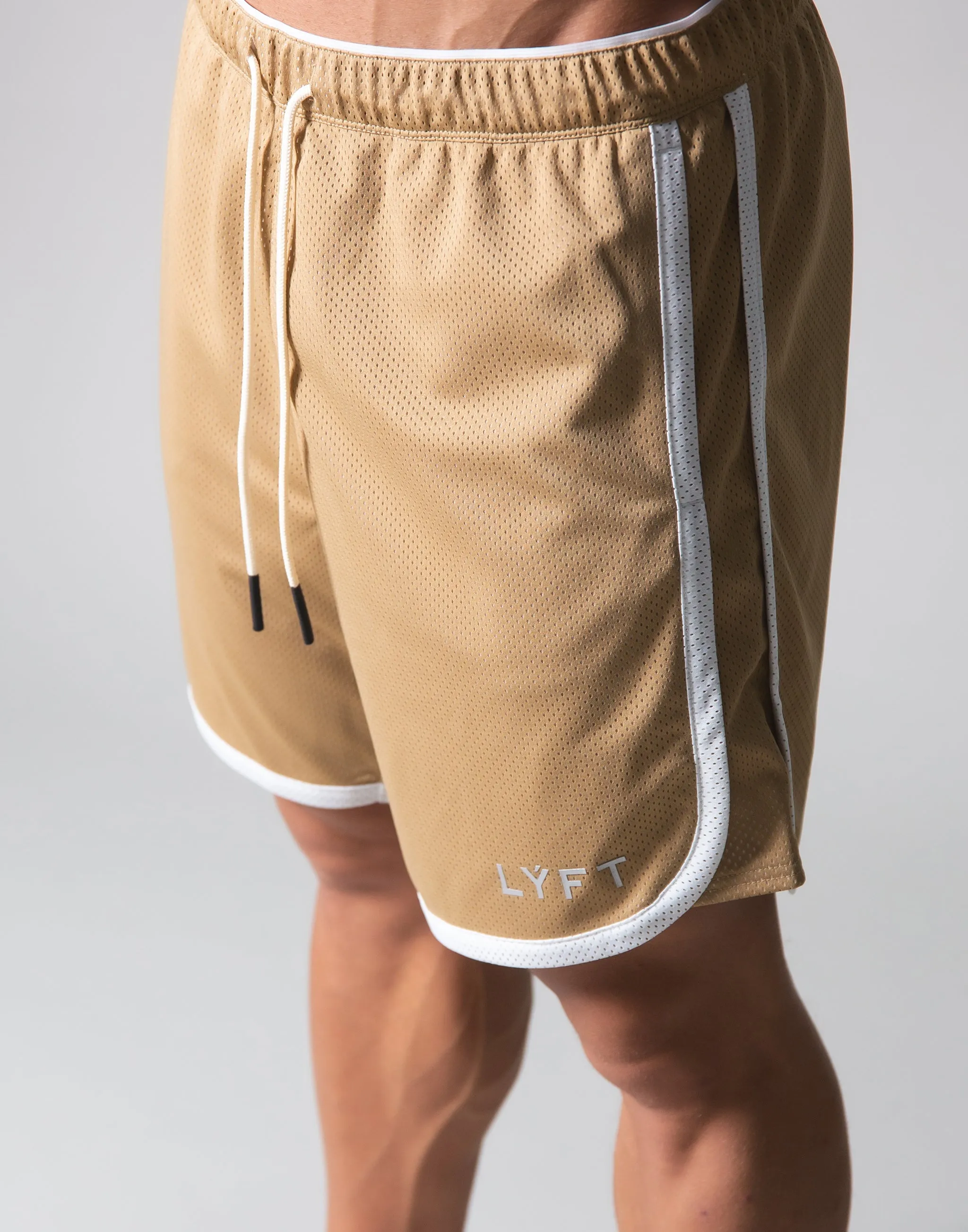 Wide Mesh Shorts - Beige