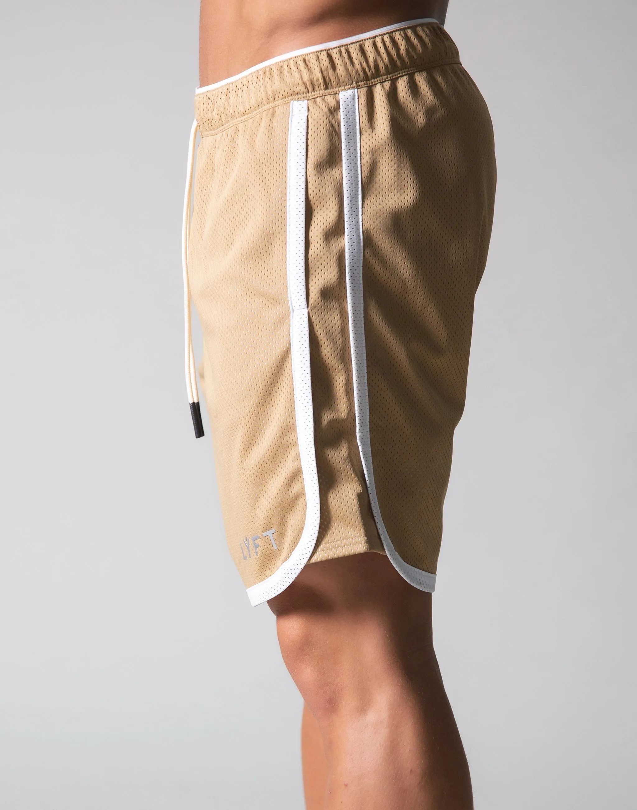 Wide Mesh Shorts - Beige