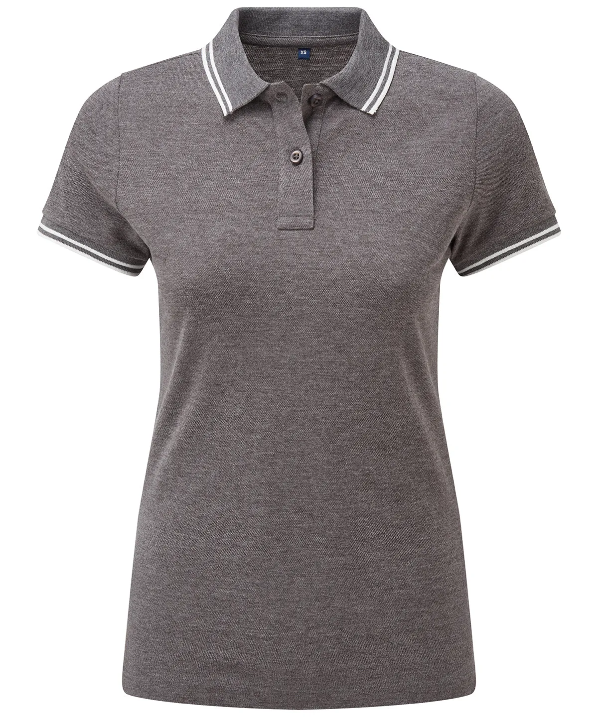 Womens classic fit tipped polo | Charcoal/White
