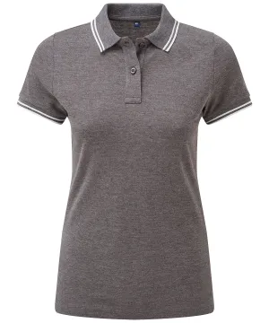 Womens classic fit tipped polo | Charcoal/White