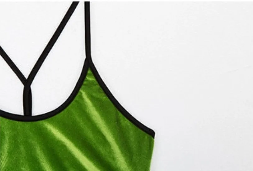 Women's Summer Velour Bandage Strappy Crop Top With Ribbons