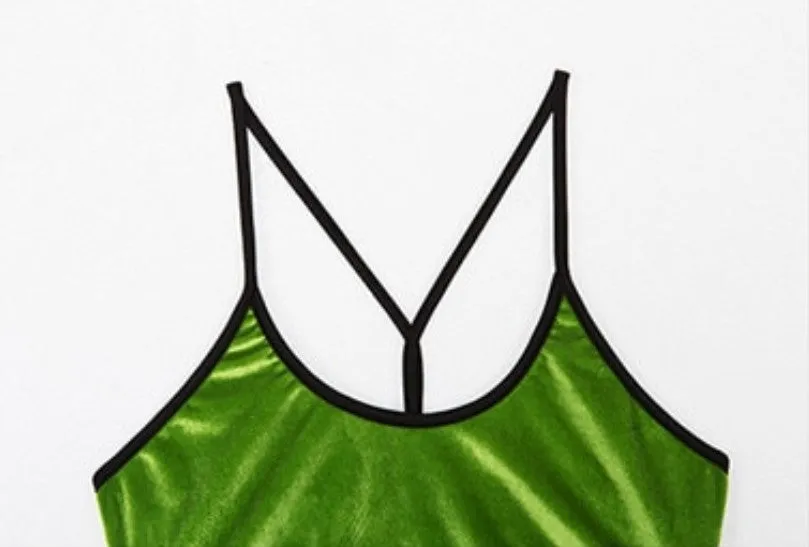 Women's Summer Velour Bandage Strappy Crop Top With Ribbons