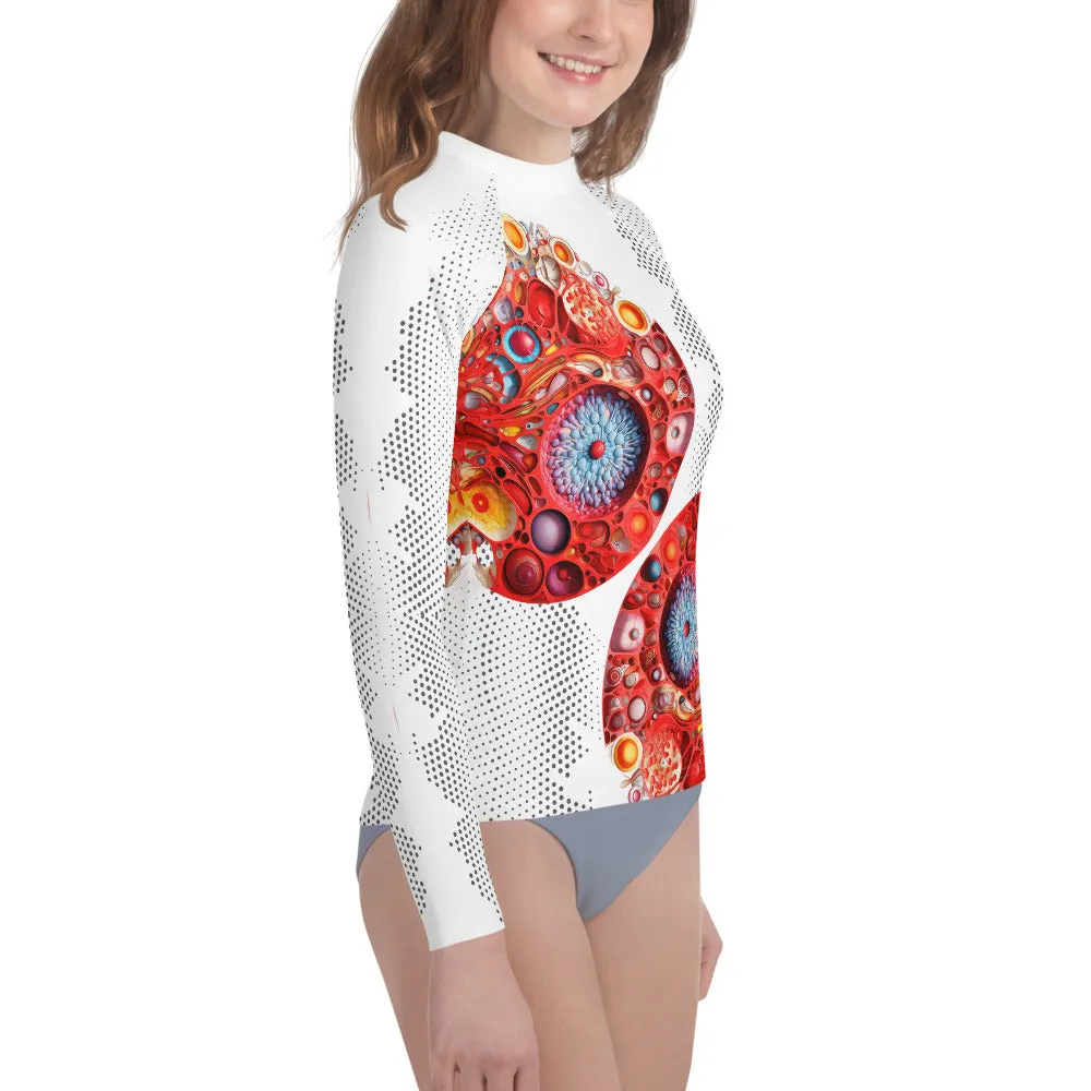Youth Rash Guard Breathing in Red